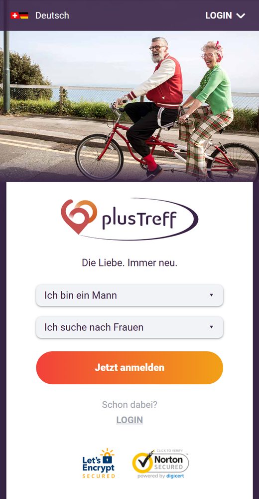 Anmeldung bei 60plusTreff auf dem Smartphone